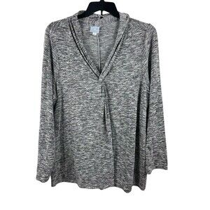 Women’s Sunday Heather Gray Stretchy Long Sleeve V-neck Twist Front Top 3x